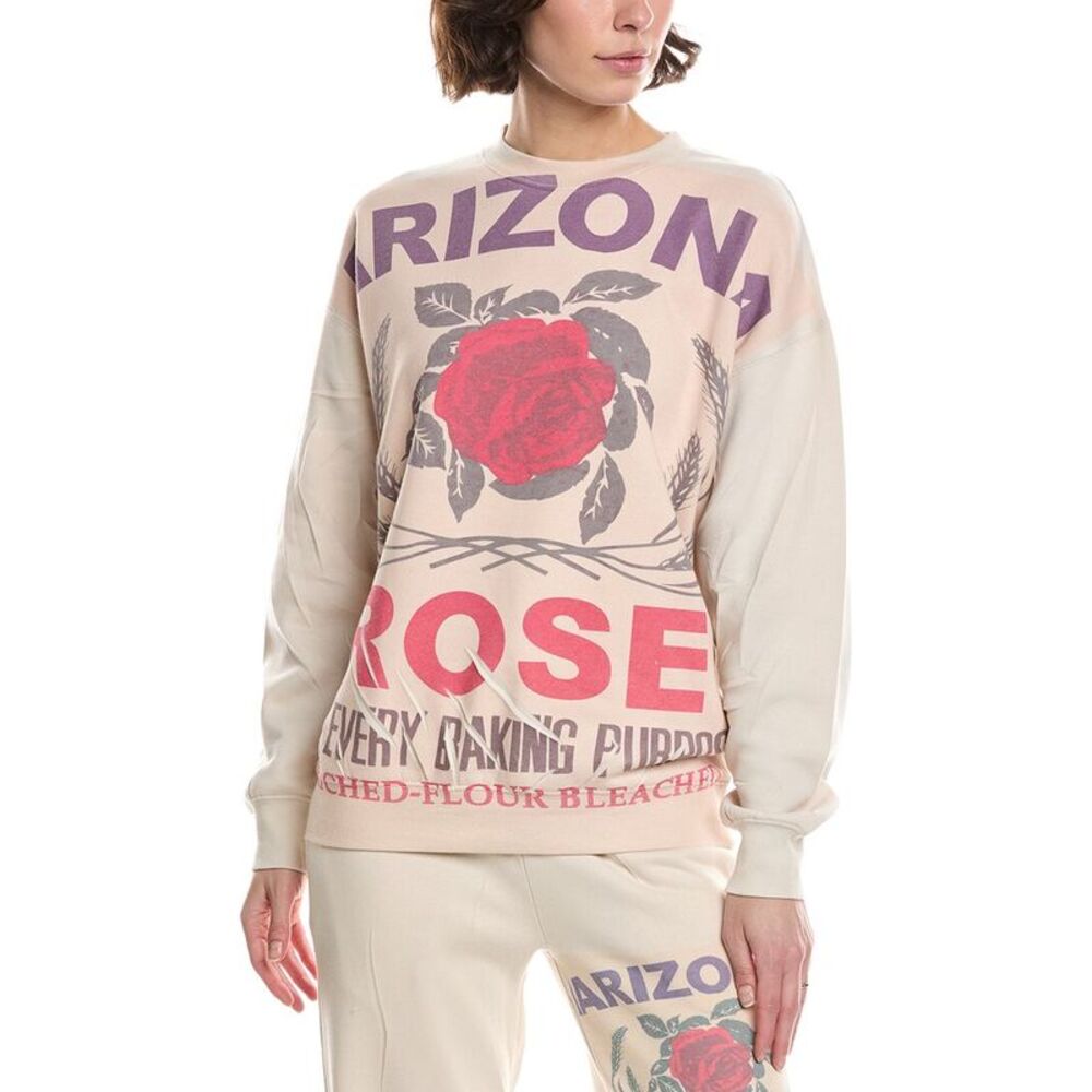 Nu Vintage Womens  Arizona Rose Crewneck Pullover, Beige
